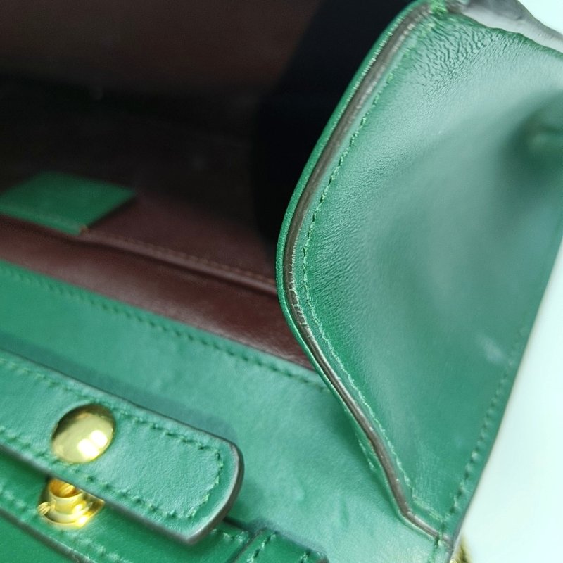 GUCCI Zumi小號深綠色牛皮馬銜扣單肩包手提包斜挎包金色銀色五金可拆卸肩帶-17