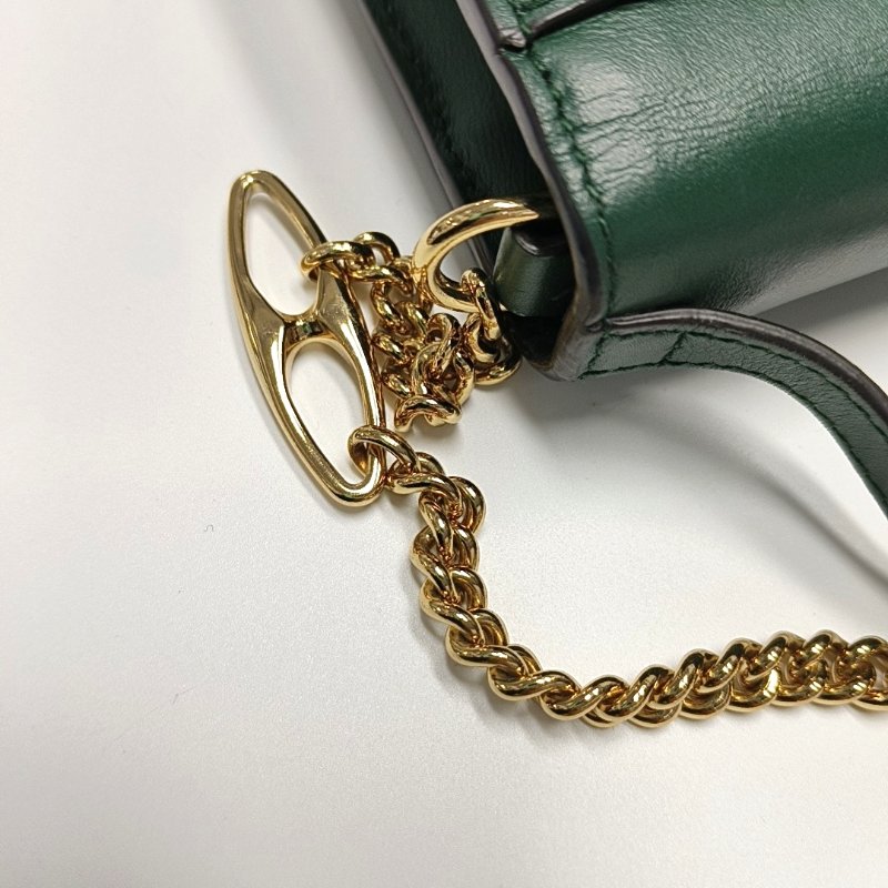 GUCCI Zumi小號深綠色牛皮馬銜扣單肩包手提包斜挎包金色銀色五金可拆卸肩帶-18