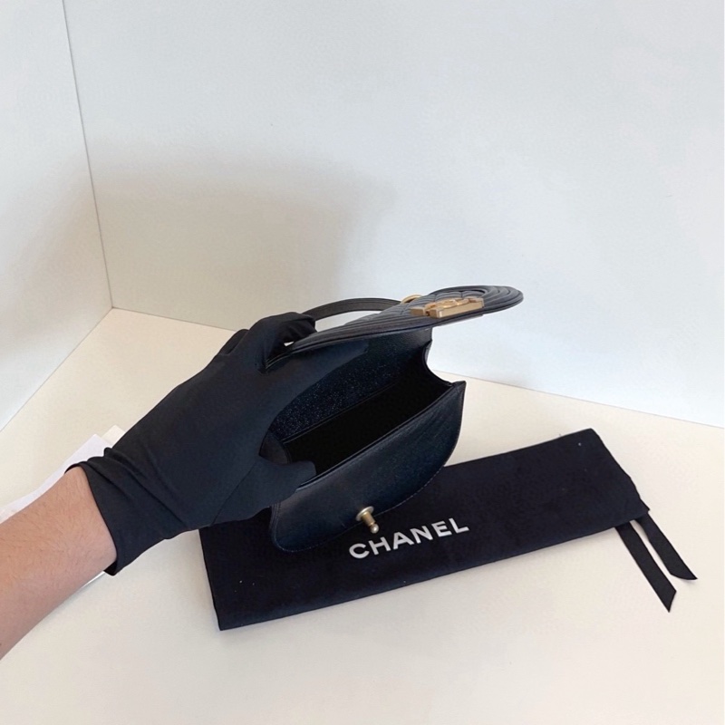 【閒置品🆕】Chanel 黑金Leboy半月馬鞍包 芯片款 荔枝牛皮 斜挎包單肩包手提包-7