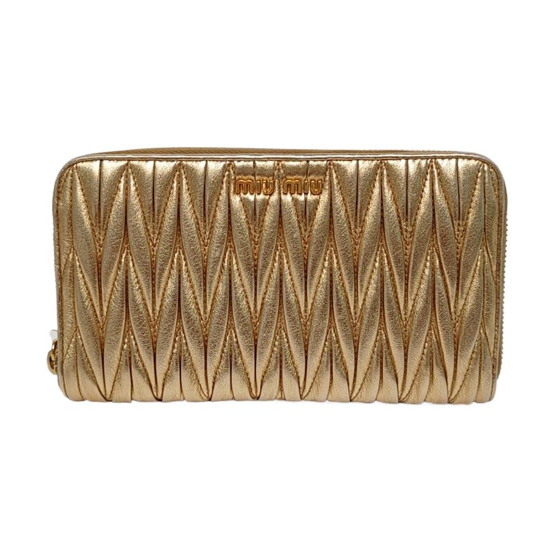 Miu Miu金色牛皮錢包金色五金 9.8新-0