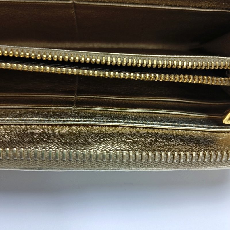 Miu Miu金色牛皮錢包金色五金 9.8新-6