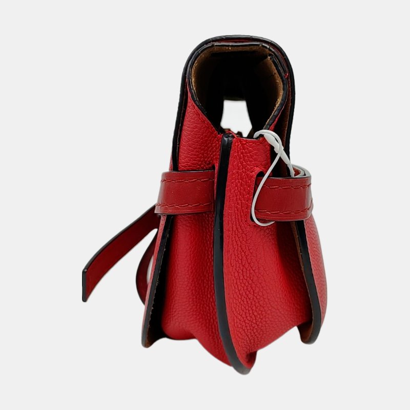 LOEWE Gate小號紅色牛皮單肩包斜挎包金色五金可拆卸肩帶-2