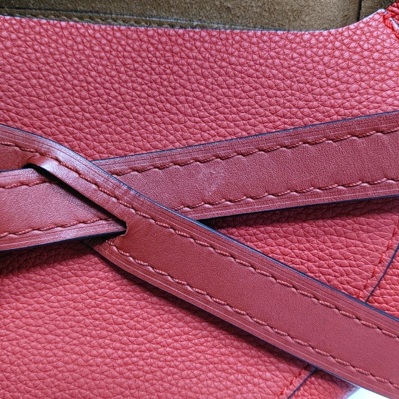 LOEWE Gate小號紅色牛皮單肩包斜挎包金色五金可拆卸肩帶-10