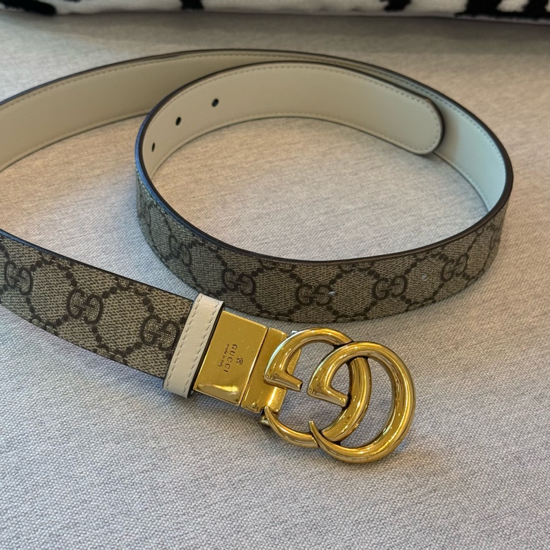 Gucci 《九成新》雙面用皮帶-0