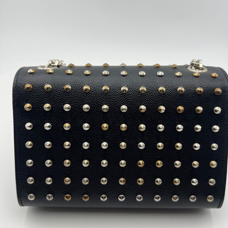 圣罗兰黑金铆钉单肩斜挎包-9