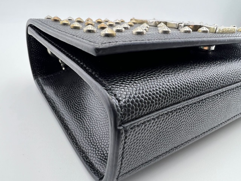 圣罗兰黑金铆钉单肩斜挎包-11