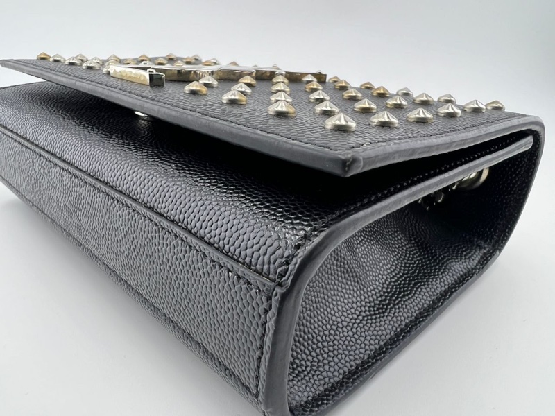 圣罗兰黑金铆钉单肩斜挎包-12