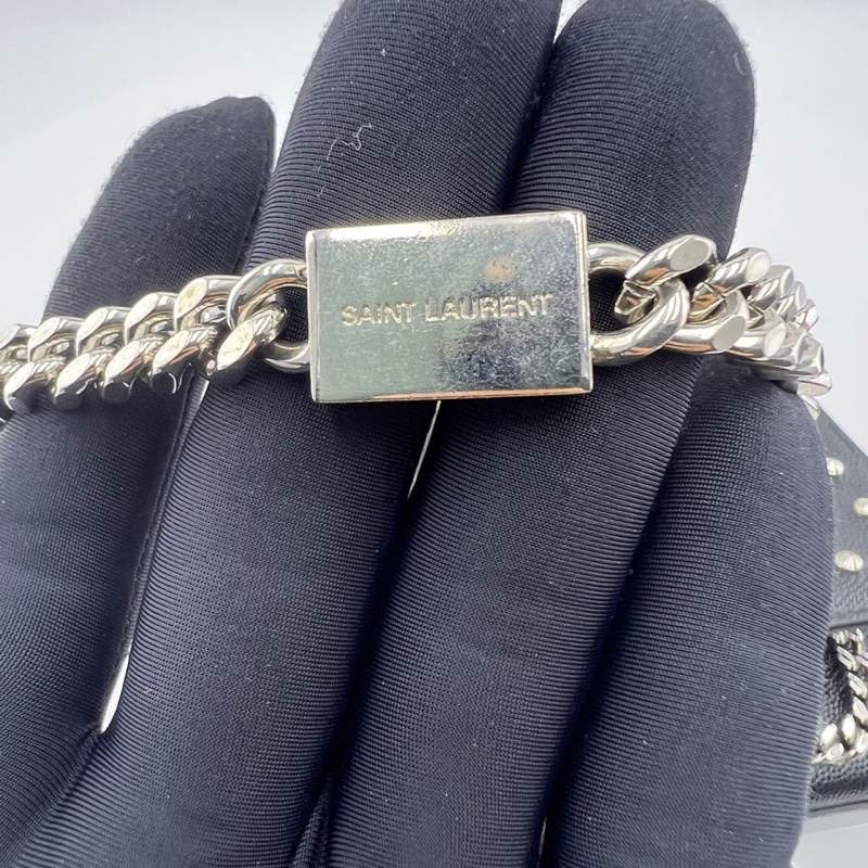 圣罗兰黑金铆钉单肩斜挎包-16