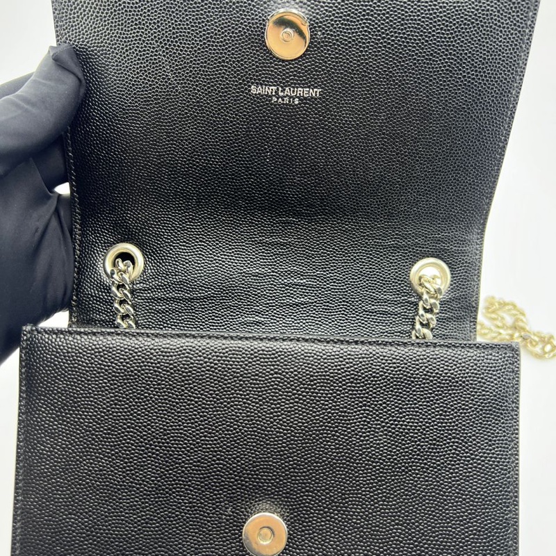 圣罗兰黑金铆钉单肩斜挎包-17