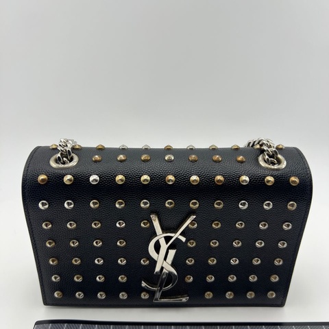 圣罗兰黑金铆钉单肩斜挎包