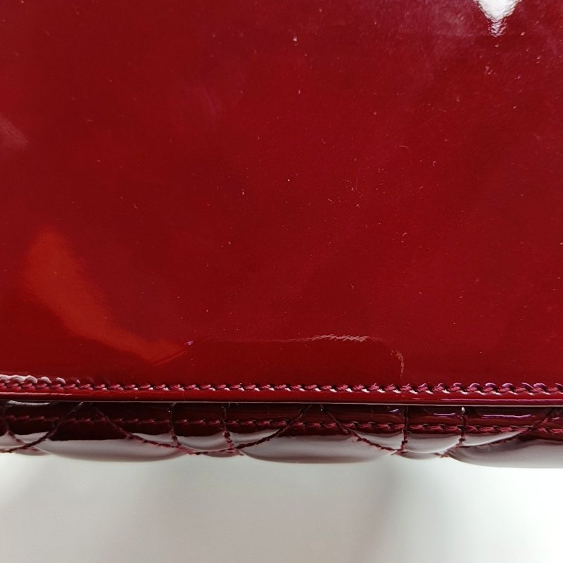 DIOR Lady Dior 中號紅色漆皮藤格紋絎縫戴妃五格單肩包手提包斜挎包銀色五金可拆卸肩帶-15