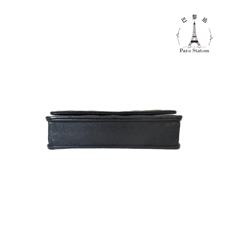 【巴黎站二手名牌專賣店】＊現貨＊CHANEL 香奈兒 真品＊AP0250黑荔枝皮革銀雙C WOC鏈帶包 肩背包-2