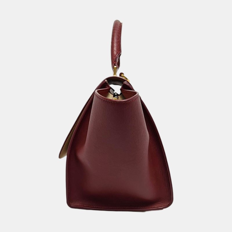 CELINE TRAPEZE小號米色牛皮鞦韆包單肩包斜挎包手提包金色五金可拆卸肩帶-2