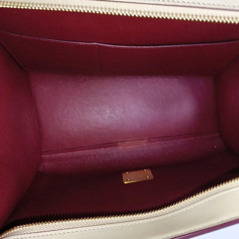 CELINE TRAPEZE小號米色牛皮鞦韆包單肩包斜挎包手提包金色五金可拆卸肩帶-6