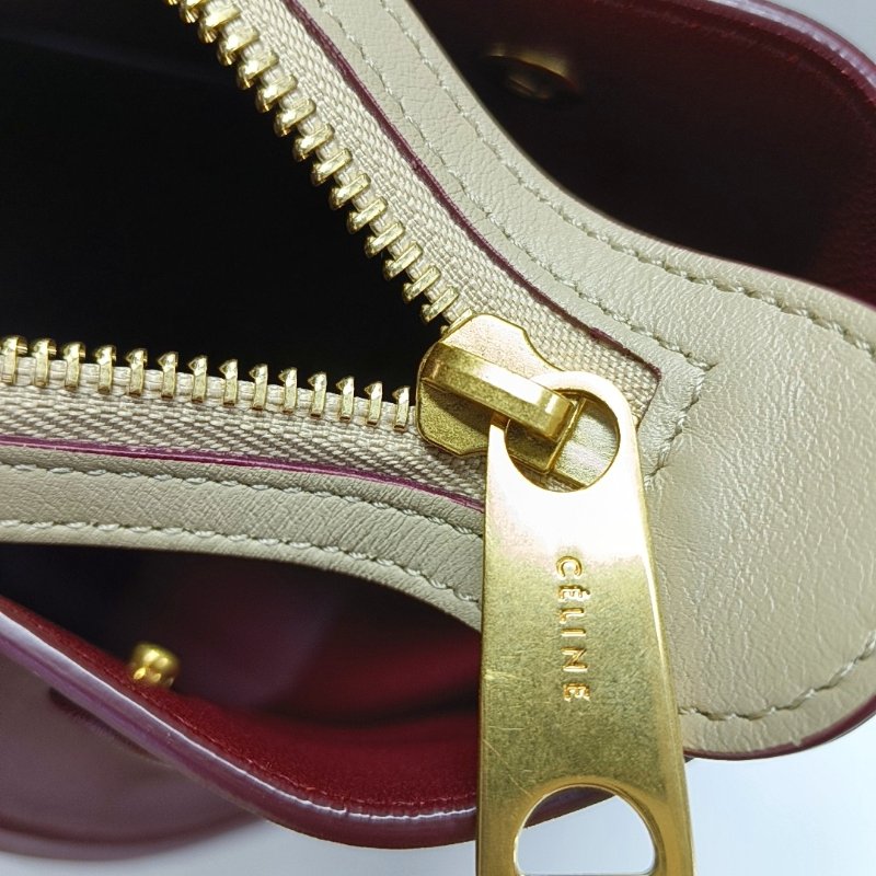 CELINE TRAPEZE小號米色牛皮鞦韆包單肩包斜挎包手提包金色五金可拆卸肩帶-13