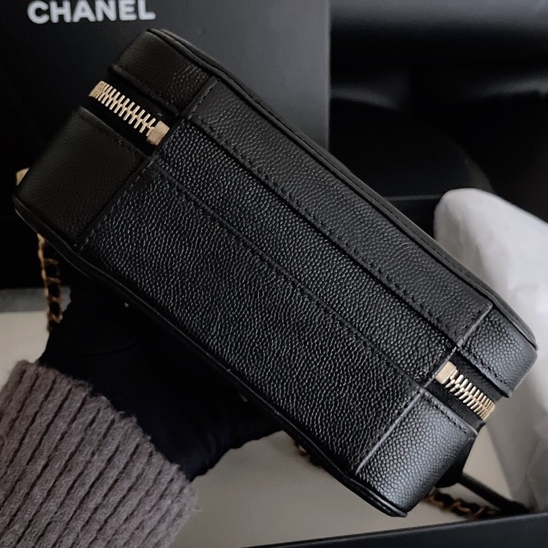 【近新閒置品】大全套 Chanel香奈兒 黑金小號相機包 牛皮荔枝皮魚子醬 25開鏈條包-3