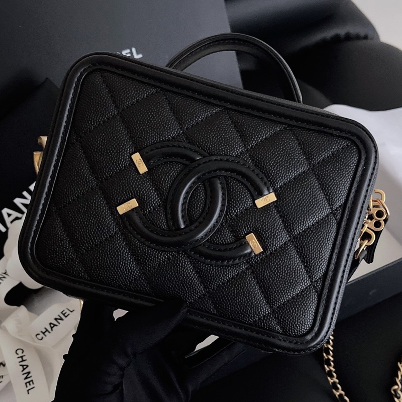 【近新閒置品】大全套 Chanel香奈兒 黑金小號相機包 牛皮荔枝皮魚子醬 25開鏈條包-6