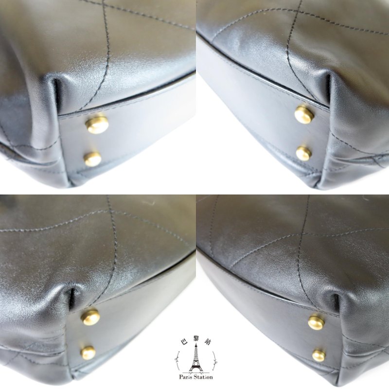 【巴黎站二手名牌專賣店】＊現貨＊CHANEL 香奈兒 真品＊黑色大菱格紋皮革金雙C肩背包 托特包-4