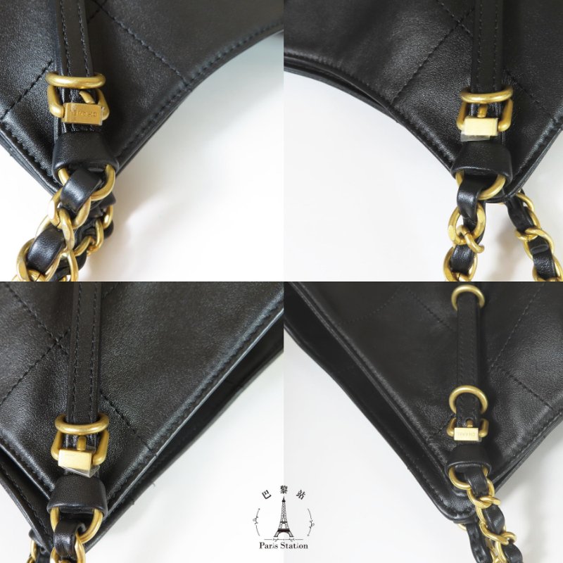 【巴黎站二手名牌專賣店】＊現貨＊CHANEL 香奈兒 真品＊黑色大菱格紋皮革金雙C肩背包 托特包-6