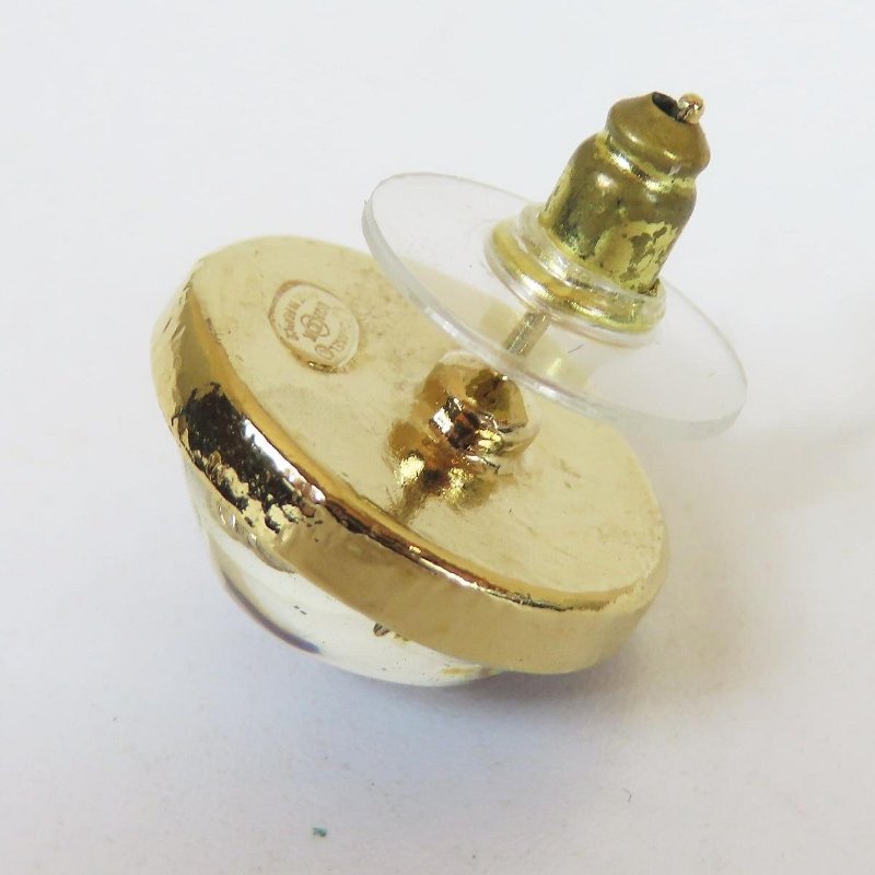 【巴黎站二手名牌專賣店】*現貨*CHANEL 香奈兒 真品*紫色圓形金色邊金雙C耳環-4