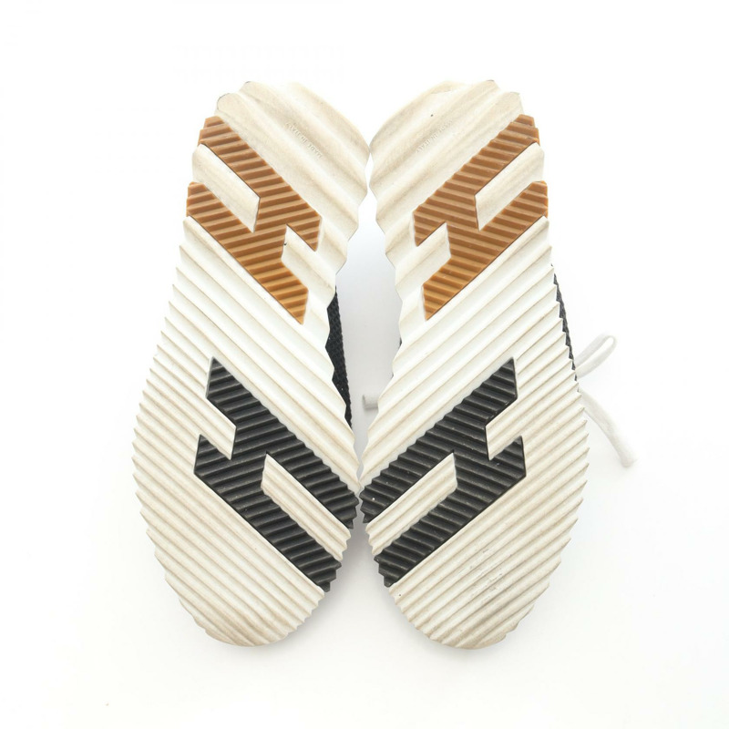 愛馬仕彈性繫帶運動鞋 #38 鞋款 皮革網面 黑色 白色 棕色-3