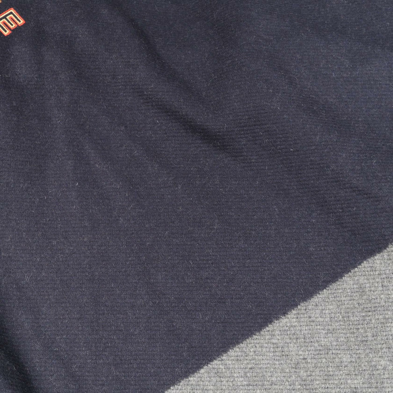 愛馬仕 TAPIS DE SELLE 羊絨披肩大衣,海軍藍/灰色,二手女款-5