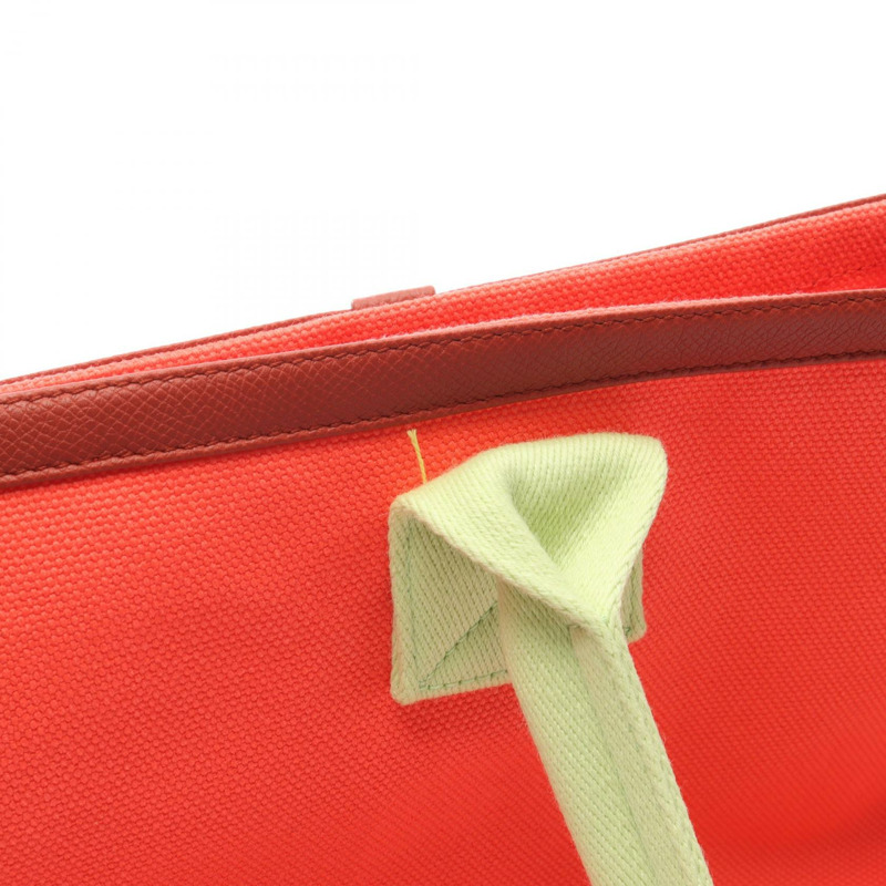 愛馬仕 Petit H So Cabas 手提包,H 帆布皮革,玫瑰齋浦爾綠,二手,帶五金配件-5