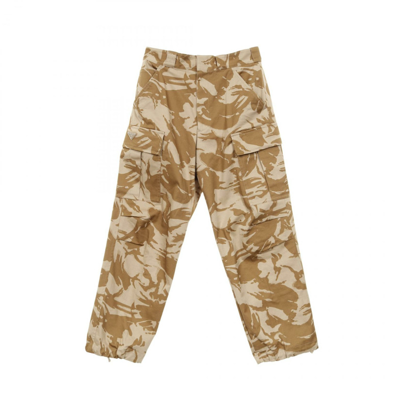 PRADA 工裝長褲,棉質氨綸混紡,米棕色,二手男士 XS 碼-0