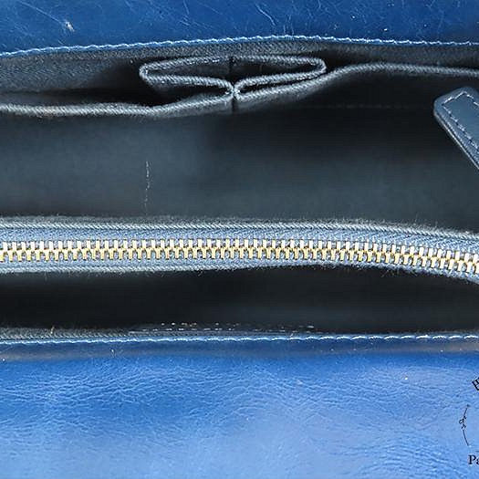 【巴黎站二手名牌專賣店】*現貨*CHANEL香奈兒真品*藍色山型紋皮革金雙C COCO HANDLE手提斜背包-3