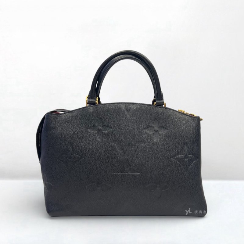 LV 包包Petit Palais黑牛皮壓紋金釦手提斜背包 M58916-3