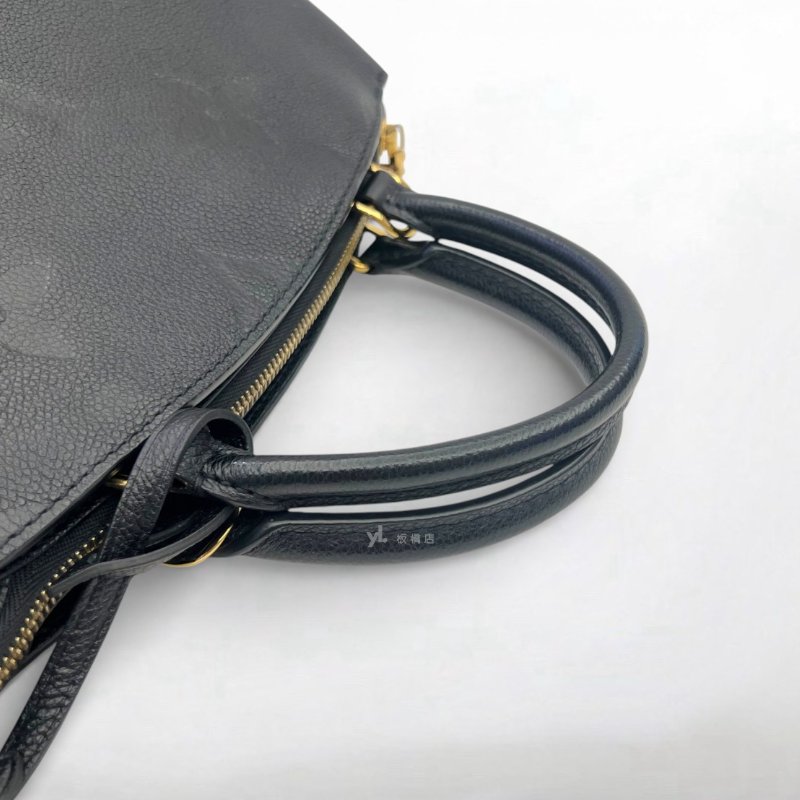 LV 包包Petit Palais黑牛皮壓紋金釦手提斜背包 M58916-6