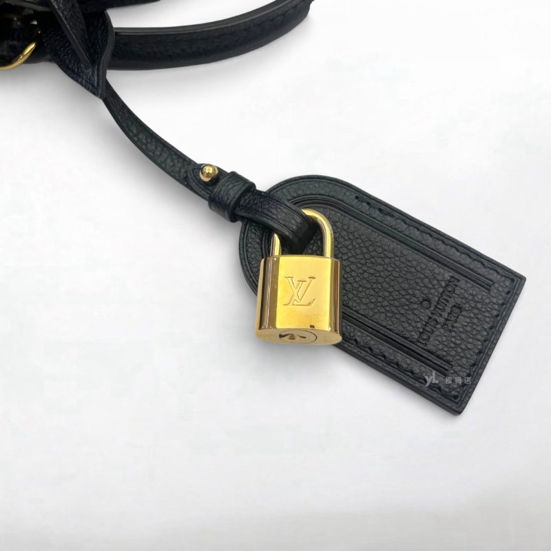 LV 包包Petit Palais黑牛皮壓紋金釦手提斜背包 M58916-7