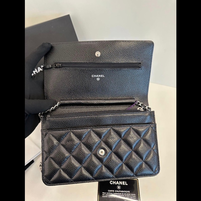 Chanel woc 荔枝牛皮銀扣-9