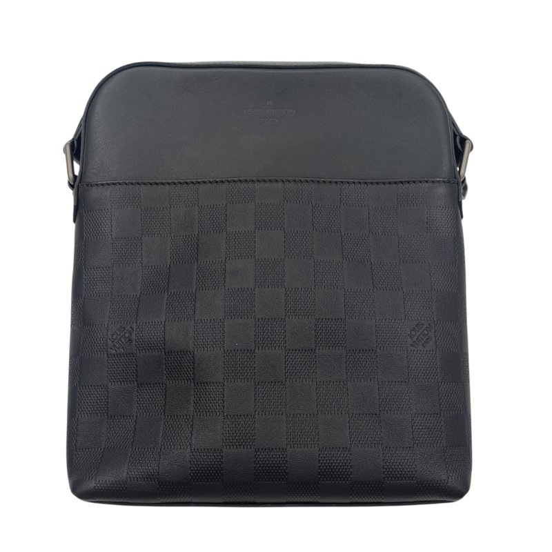 LOUIS VUITTON 路易威登 N23355 側背包 皮革 棋盤格 黑色 銀扣-1