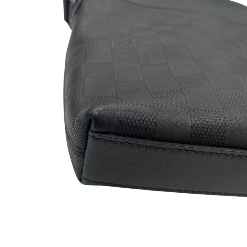 LOUIS VUITTON 路易威登 N23355 側背包 皮革 棋盤格 黑色 銀扣-6