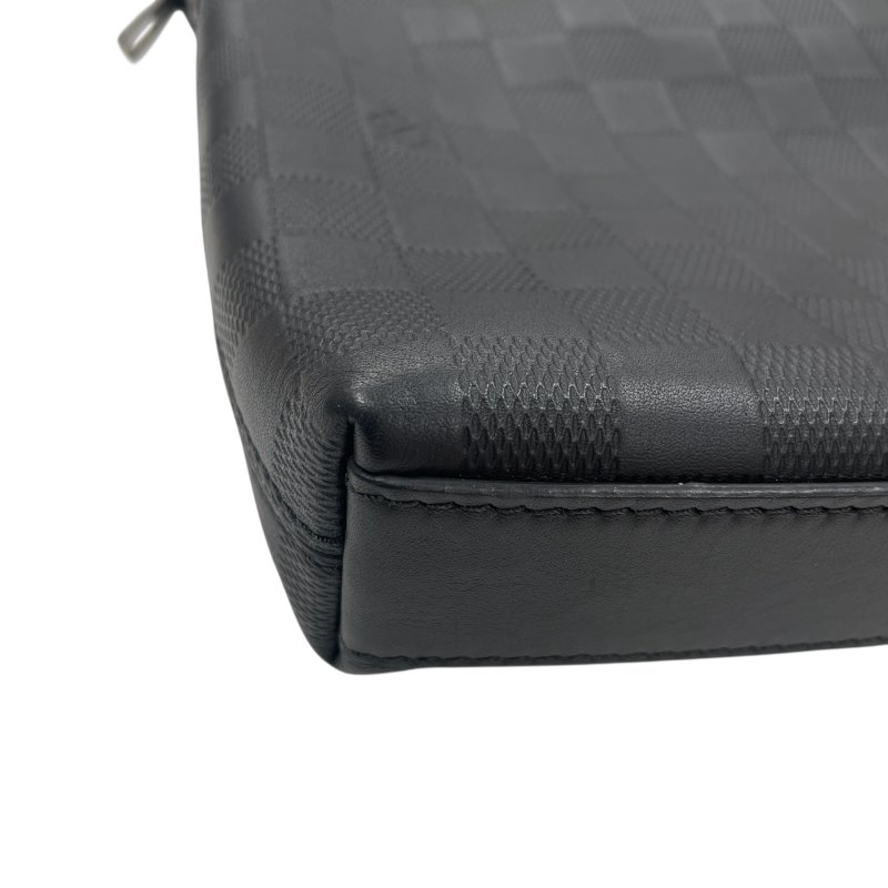 LOUIS VUITTON 路易威登 N23355 側背包 皮革 棋盤格 黑色 銀扣-8