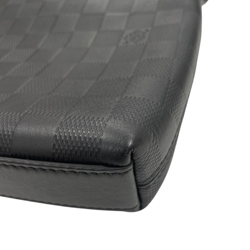 LOUIS VUITTON 路易威登 N23355 側背包 皮革 棋盤格 黑色 銀扣-9