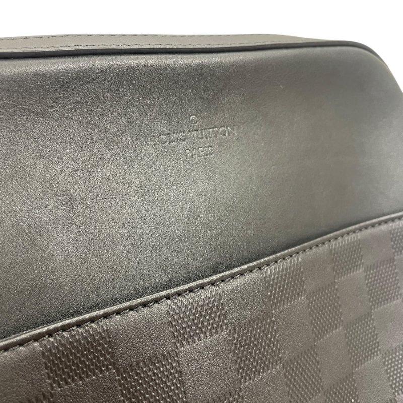 LOUIS VUITTON 路易威登 N23355 側背包 皮革 棋盤格 黑色 銀扣-11