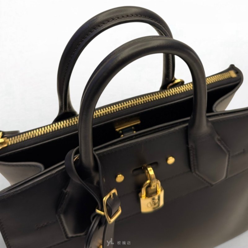 LV 黑牛皮CITY STEAMER金釦手提斜背/M51028-6