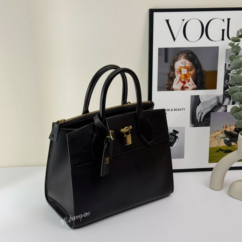 LV 黑牛皮CITY STEAMER金釦手提斜背/M51028-0