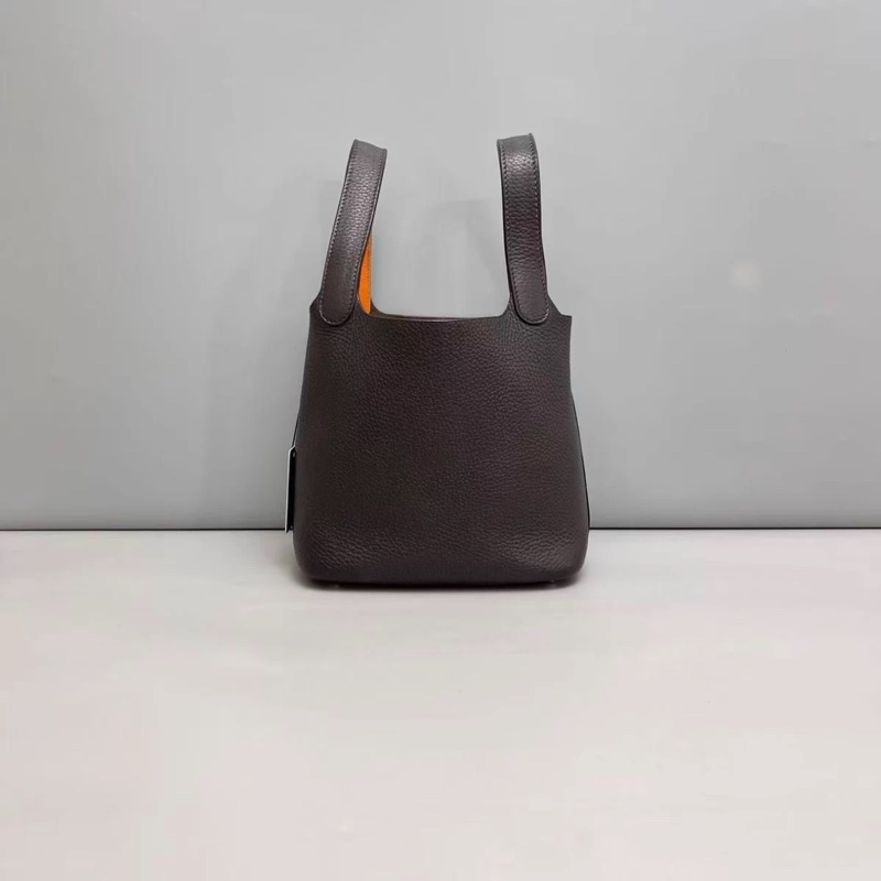 Hermes愛馬仕 Picotin18 深棕色全皮菜籃子-1