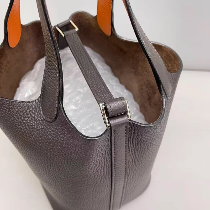 Hermes愛馬仕 Picotin18 深棕色全皮菜籃子-4