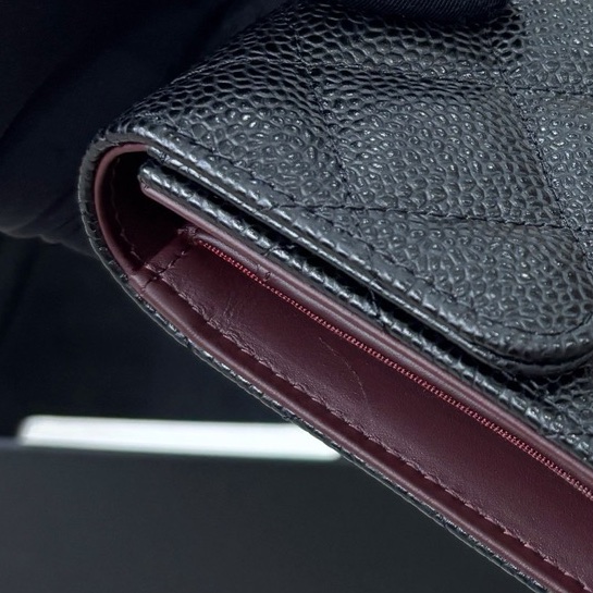 【近新閒置品】Chanel 黑金荔枝皮cf長款三折錢包、長夾-10