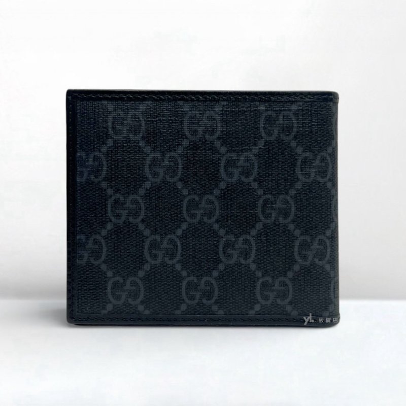 GUCCI短夾 Interlocking黑灰老花對開短夾671652-3