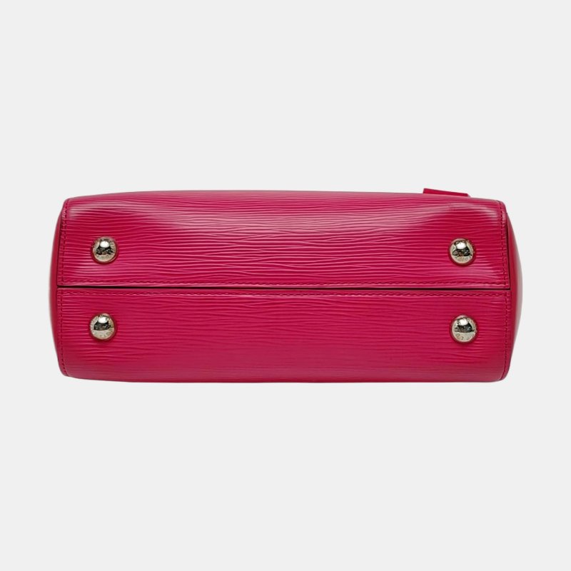 LOUIS VUITTON CLUNYBB玫紅色EPI牛皮水波紋克魯尼單肩包手提包斜挎包銀色五金可拆卸肩帶-5