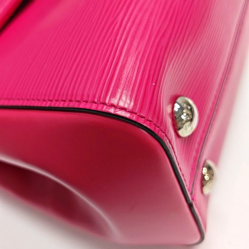 LOUIS VUITTON CLUNYBB玫紅色EPI牛皮水波紋克魯尼單肩包手提包斜挎包銀色五金可拆卸肩帶-13