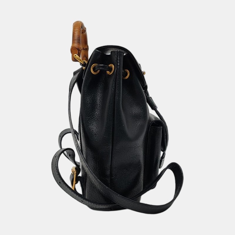 GUCCI黑色牛皮竹節竹節包雙肩包金色五金-3