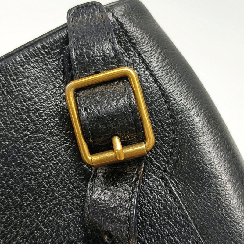 GUCCI黑色牛皮竹節竹節包雙肩包金色五金-10