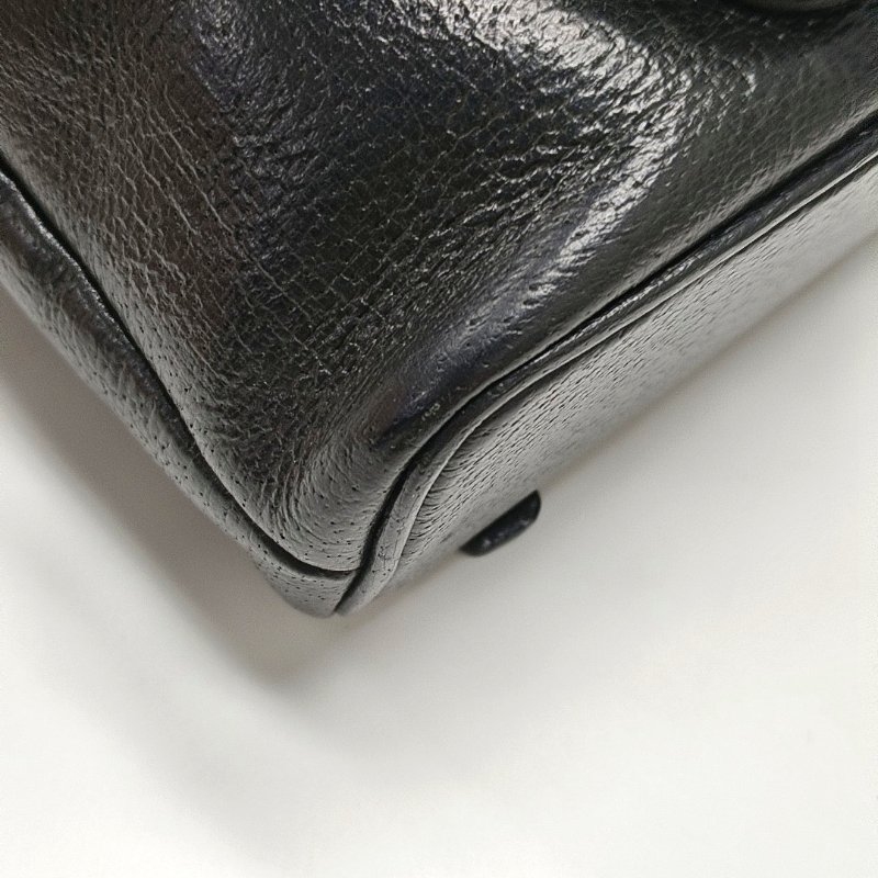 GUCCI黑色牛皮竹節竹節包雙肩包金色五金-11