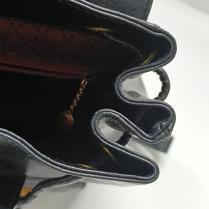 GUCCI黑色牛皮竹節竹節包雙肩包金色五金-12